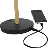 Unilux LED tafellamp VICKY, 9 W, 900 lm, 3000 K, 3 lichtsterktes, dimbaar, USB-oplaadfunctie, beukenhout & staal, zwart-beuken