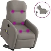 vidaXL Sta-op-massagestoel elektrisch verstelbaar stof taupe