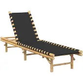 vidaXL Ligstoel met zwart geweven band 55x200x30 cm bamboe