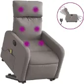 vidaXL Sta-op-massagestoel elektrisch verstelbaar stof taupe