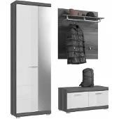 Furnilux Scout garderobekastcombinatie wit hoogglans MDF TZ rookzilver NB - 40x167x197cm