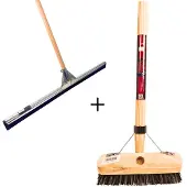 Synx Tools Set van 2 – Vloertrekker 75cm & Schrobbezem 22cm met Houten Steel