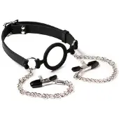 Rimba - Latex Ring Gag met Tepeiklemmen