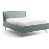 Meise Frieda bedbodem gestoffeerd bed houten basis massief hoofdbord glad met kussen