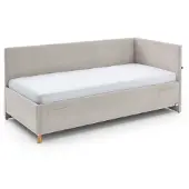 Meise Cool gestoffeerd ligbed met rugleuning massief eikenkleurig houten onderstel