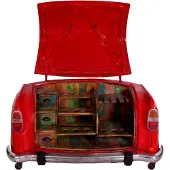 SIT Möbel Zitmeubel DIT & DAT barkast metaal/oud hout rood/gekleurd