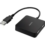 Hama USB-hub - - 4 poorten - USB 2.0 - Zwarte kleur - 4 extra poorten