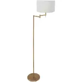 Steinhauer Bronskleurige vloerlamp Bella 3871BR met wit grof linnen kap