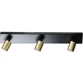 Masterlight Plafondlamp zwart Bounce met 3 gouden spots
