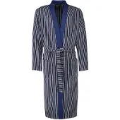 Cawö Gestreepte badjas blauw grijs