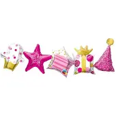 Qualatex - Folieballonslinger feest roze - 104 cm