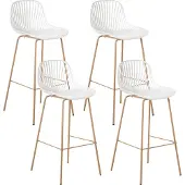 Beliani KLEVE - Set van 4 barstoelen - Wit - Synthetisch materiaal