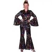 Thetru Catsuit Disco - Dames - Disco 80/90 - Hippie - Carnaval - Verkleedkleding - Zwart - Maat S