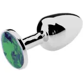Kiotos Aluminium Buttplug Met Groen Sierkristal