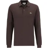 Lacoste Classic Fit Poloshirt lange mouw bruin, Effen