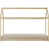 Sunny Zoey Bedhuisje van Hout in Houtkleur | Kinderbed in Huis Vorm Zonder Matras | 206x98cm | Voor Matrasmaat 90 x 200 cm