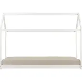 Sunny Zoey Bedhuisje van Hout in Wit | Kinderbed in Huis Vorm Zonder Matras | 206x98cm | Voor Matrasmaat 90 x 200 cm