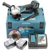 Makita Akku-Winkelschleifer 18V 2x5Ah DGA511RTJ m.LG im MACPAC DGA511RTJ Haakse accuslijper 125 mm Incl. 2 accus, Incl. lader, Incl. koffer 18 V 5 Ah