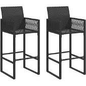 vidaXL Tuinbarkrukken 2 st poly rattan zwart