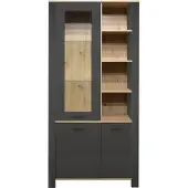 Mäusbacher Nele vitrinekast van houtmateriaal 2 deuren 1 omraamde deur met glas 96x203x44 cm