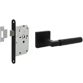 Intersteel Deurbeslag Set Loopslot Zwart Met Deurkruk Baustil Zwart