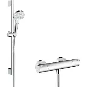 Hansgrohe douchecombinatie Crometta Vario/Ecostat 1001 CL/Unica, 650 mm, wit/chroom, 1 stuk.