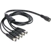 DeLOCK DC plug (v) - 5x DC plug (m) splitter - 5,5mm x 2,1mm - max. 24V/5A / zwart - 0,50 meter