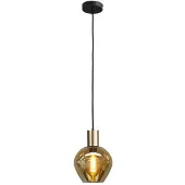 Masterlight Zwarte pendel hanglamp Bounty goud met rond glas