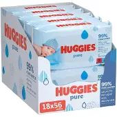 Huggies billendoekjes - Pure water - 18 x 56 stuks - 1008 doekjes - voordeelverpakking
