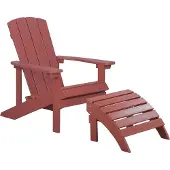 Beliani ADIRONDACK - Tuinstoel met voetenbank - Rood - Kunsthout