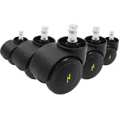 Hjh OFFICE 5x ROLO ESD 11mm/50mm Harde bodem - Bureaustoelwielen Zwart