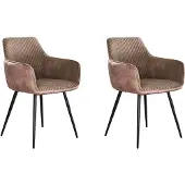 Dimehouse Set van 2 eetkamerstoelen Rivo Rib Rock Zand - Stof - Scandinavisch & Basic