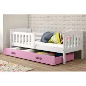 BMS - Kinderbed - 80x160 cm - Wit/Roze - Inclusief Matras en Lade