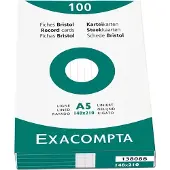 Exacompta 10x etui 100 steekkaarten bristol - gelijnd niet geperforeerd 148x210mm - Wit - 13808B