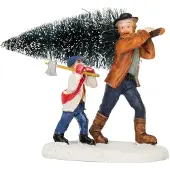 Intratuin Kerstdorpminiatuur Man En Kind Met Kerstboom 10,5 X 4,5 X 7 Cm