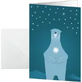 Sigel Kerstkaarten incl. - envelop IJsbeer met kaars - wit