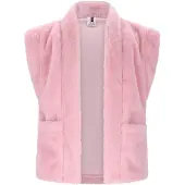 B.NOSY gilet roze Meisjes Imitatiebont Openvallende hals Sterren - maat 146/152