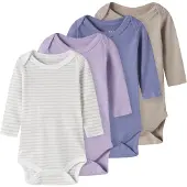TWO SOON Rompertje/body donkerbeige / saffier / lavendel / offwhite