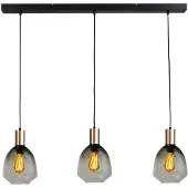 Masterlight 3-lichts hanglamp - goud - Porto met Nicolette green glazen