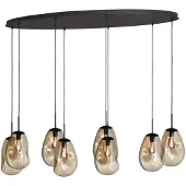 Masterlight Hanglamp Lava Oval 8x goud glas Ø 22,5cm