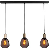 Masterlight 3-lichts hanglamp - goud - Porto met Nicolette red glazen