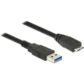 DeLOCK USB Micro naar USB-A kabel - USB3.0 - tot 2A / zwart - 5 meter