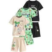 Next Nachtkledij 'License Minecraft' beige / mintgroen / zwart / wit