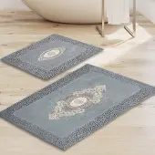 Asir Badmat Set (2 stuks) - Grijs