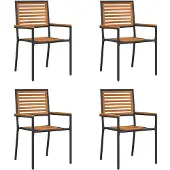 vidaXL Tuin stapelstoelen 4 pcs Bruin en Zwart 54 x 56 x 90 cm