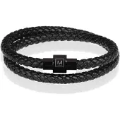 Memphis leren wrap armband Zwart-19cm