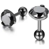 Mendes Heren oorbellen Black Royal King Crown Zwart-3mm