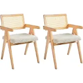 Beliani AVA - Eetkamerstoelen set van 2 - Lichtbruin/Lichtbeige - Rubberhout