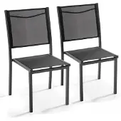 Oviala - Set van 2 tuinstoelen van en zwart textilene - Ajaccio