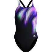Speedo Fl Placement Printed Powerback Swimsuit Zwart UK 34 Vrouw